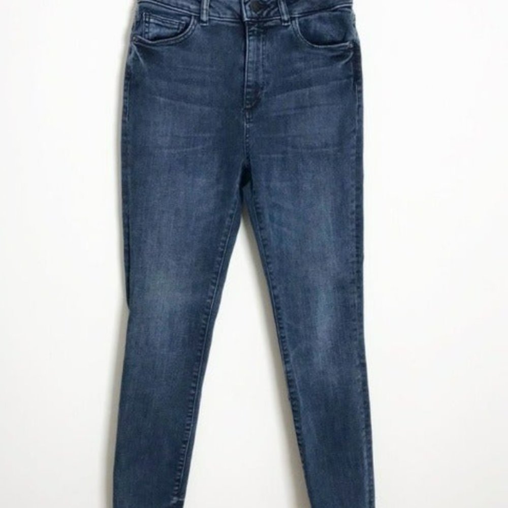 High Rise Raw Hem Skinny Jeans
